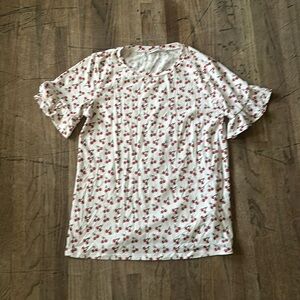 Cherry Print T-Shirt/Blouse Size Medium